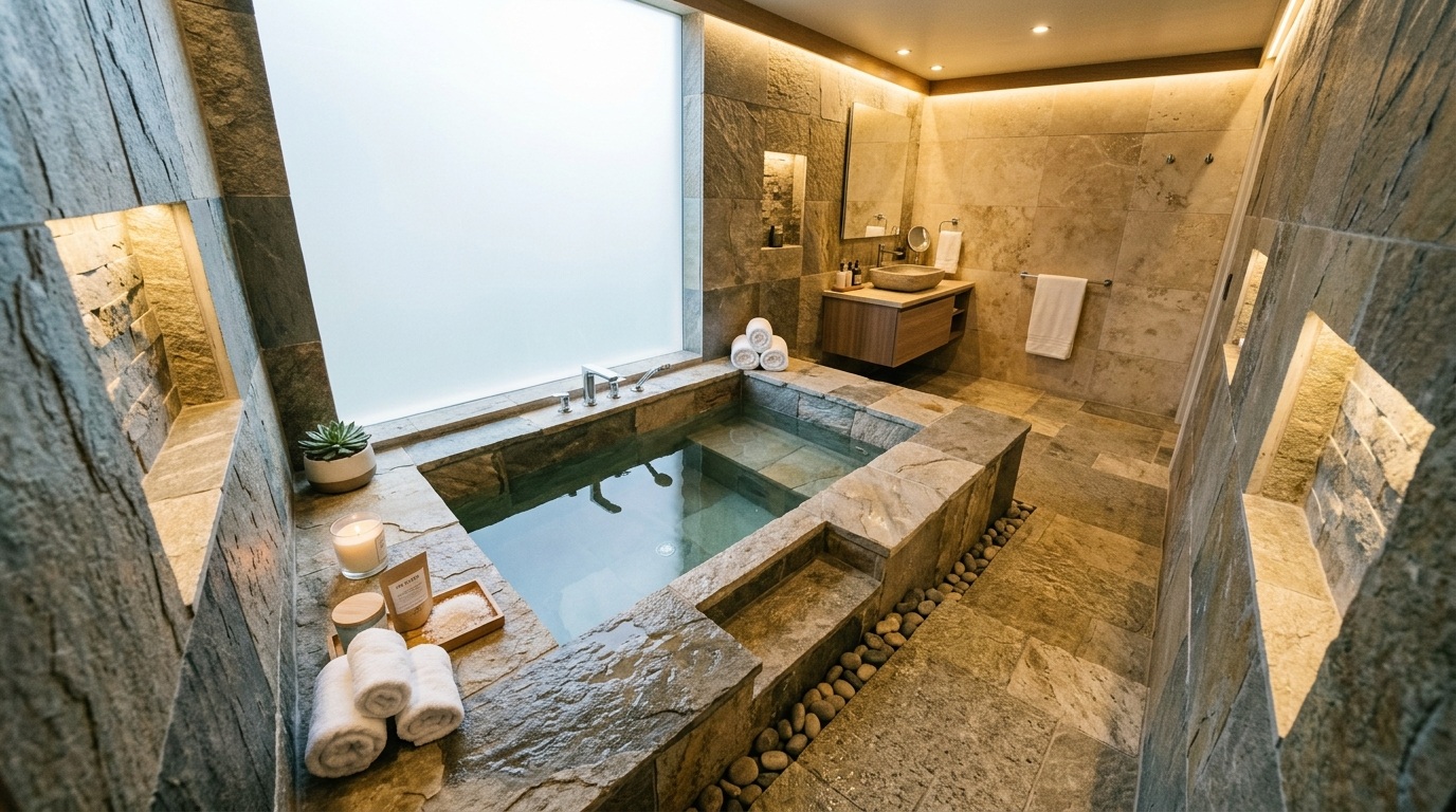 Use a clear or light shower curtain strategy to keep the room open